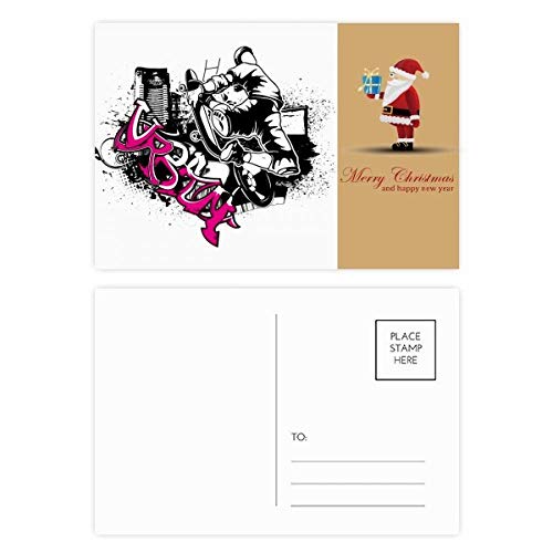 Cartes postales ski et sports d'hiver avec motif Père Noël en lot de 20 pièces