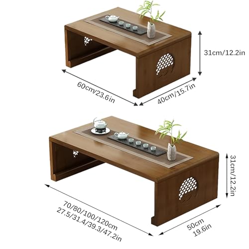 Table basse pliante japonaise portable en bambou de 100x50cm - 3