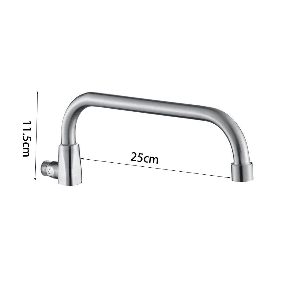 HomeLava Grifo de cocina monofrío semiautomático de pared en acero inoxidable, Grifo de cocina de pared para un solo frío, Caño giratorio 25cm, Cromado-B