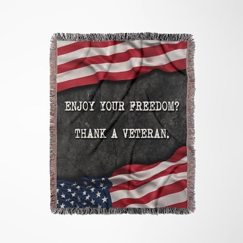 3dRose Enjoy Your Freedom. Thank a Veteran. Patriotic Quote. Woven