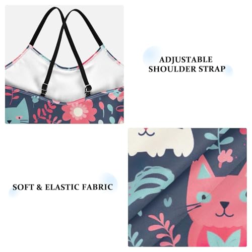 Cute Cat Flowers Floral Girls One Piece Swimsuit Beach Swimwear 208526533