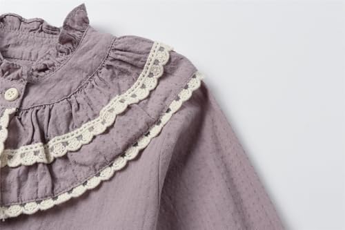 Image of Mud Kingdom Girls Blouse Shirts Spring Fall Long Sleeve Button-Down Top Ruffle Collar