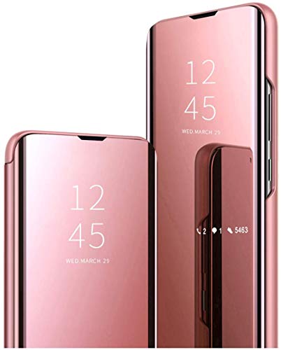 Kompatibel Google Pixel 4A Handy Hülle TPU+PC mit Spiegel Clear View Standfunktion Handyhülle 360 Grad Schutz Schutzhüllen Kratzfeste Flip Slim für