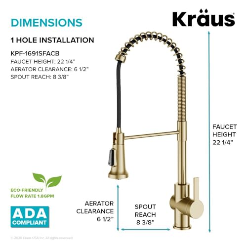 KRAUS Britt 2nd Gen Commercial Style Pull-Down Single Handle Kitchen Faucet in Spot Free Antique Champagne Bronze, KPF-1691SFACB - image 8