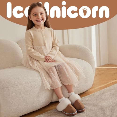 Image of IceUnicorn Kids Slippers Girls Boys Fuzzy House Shoes Bedroom Slides