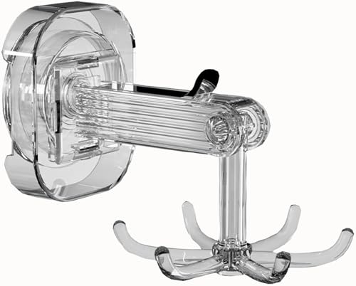 Konbison Kitchen Utensil Hanger Wall Mount Hanging Utensil Holder No Drill Small Twist Suction Cups With Folding Rotation Claw Hooks Shower Accessories for Bathroom Wall in Shower 2 Pack (Transparent)