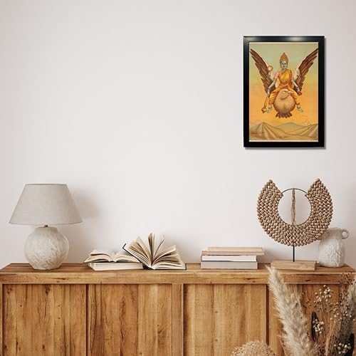 Image of Kagaz Kala - Vintage Art Prints - Hindu God Photos with Frames For Pooja Room Bedroom Living Room Decor Gifts Framed (Goddess Sarasvati)