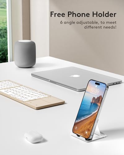 Image of Samsers Foldable Bluetooth Keyboard with Touchpad, Ultra Slim Compact, Gold | Multi-touch Trackpad, Full Size, Phone Holder, USB-C Charging, 1 Device, for Android Windows iOS Mac OS, Mobile Productivity