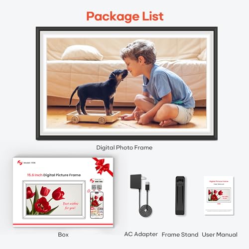 undefined BIGASUO Digital Picture Frame Frameo 15.6" WiFi Electronic Photo Frames Large with 64GB Memory 1920x1080 IPS FHD Touch Screen Share Moments Instantly Anywhere Photo Gifts for Parents and Grandparents の商品画像 7