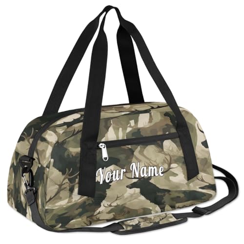 Personalized Kids Duffel Bag Military Camo Camouflage Deer,Custom Sport Gym Bag for Boys Girls,WWeekender Overnight Bags Travel Duffel Bag,Customized Kids Gift3