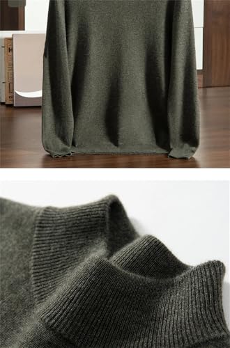 Men Autumn Winter Classic Half-High Collar Pullovers Lightweight Soft Warm Knitting Cashmere Sweater Brown Gray2