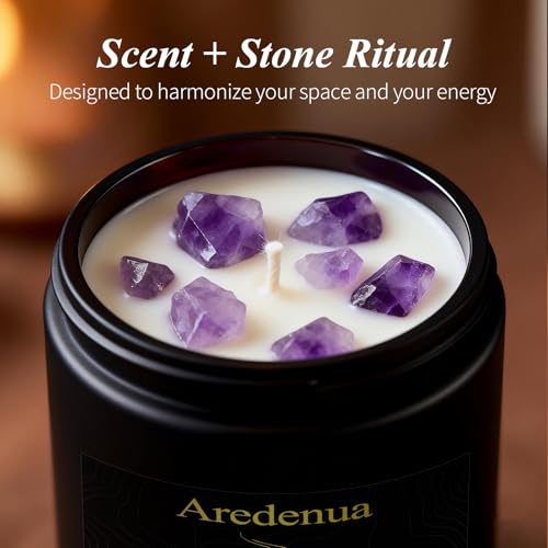 Image of Sandalwood Candle | Scented Candle Gifts for Women Men, Aromatherapy Candles with Crystals - 7oz Soy Candles for Home Scented - Birthday Gifts for Mom, Sister, Friends, Meditation, Yoga, Relaxation