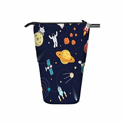 Image of Swono Space Universe Pencil Case Stars Planets Astronaut Standing Pencil Case Pencil Pouch Pencil Holder Colorful