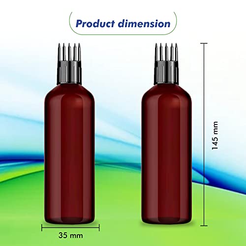 MYOC Frasco aplicador de pente de raiz de cabelo cor âmbar vazio com tampa de pente para aplicar óle