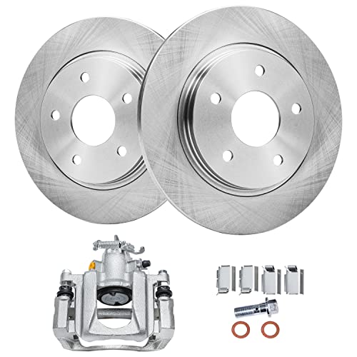 Image of Detroit Axle - Rear Brake Kit for Dodge Grand Caravan | Chrysler Town & Country Ram C /V Routan Disc Brake Rotors Right Brake Caliper w /Bracket Replacement 12 inch inch Rotor