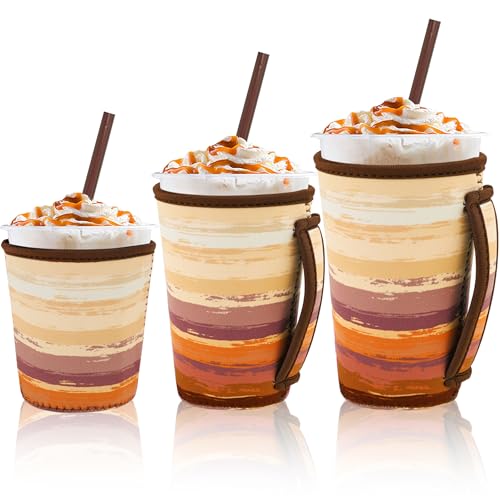 Image of 3Pk Reusable Coffee Sleeves, Neoprene, Floral Print Fits 16-32oz