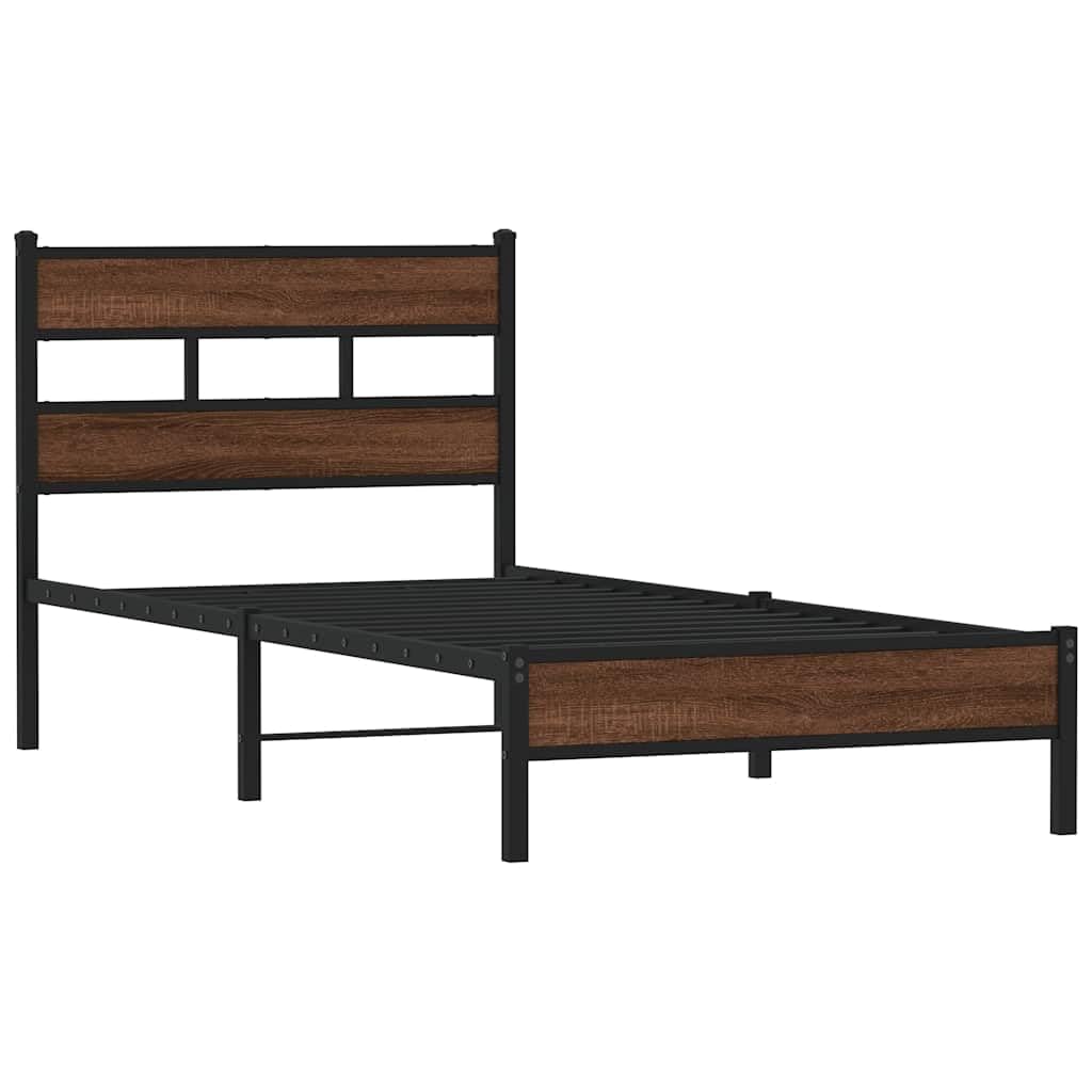 vidaXL Bed Frame without Mattress, Bed Base for Bedroom, Mattress Foundation for Single Bed, Modern Style, Brown Oak 90x200 cm Engineered Wood
