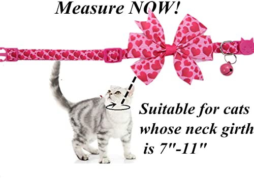 Collar de corbata de gato para San Valentín con pajarita de corazones 5