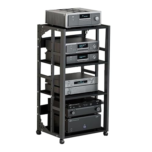 Soporte multimedia de 4 niveles para reproductores de CD/DVD, marco de acero de pintura de alta temperatura, diseño móvil multiusos para el hogar y la oficina