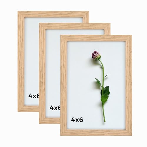 Atryinous 4x6 Picture Frame Set of 3 Oak Wood 4