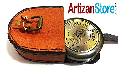 Brújula de latón con estuche de cuero miniatura 5