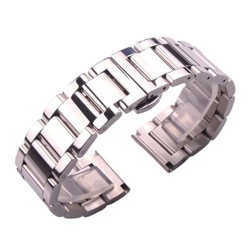 Bracelets de montre en acier inoxydable 316L argent de 18mm à 24mm solides