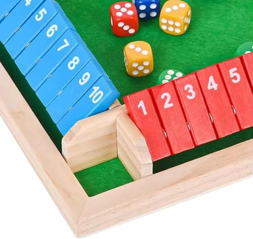 Image of Wooden Shut The Box Game with Dice | Classic Board Game for Kids & Adults | Family Fun, Educational & Strategy Game | Portable & Durable Design