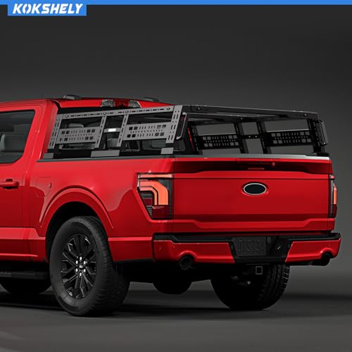 Image of Overland Truck Bed Rack for Full-Size & Mid-Size Trucks /Adjustable Truck Cargo Carrier /Tacoma Bed Rack, Fit for Tundra, Ram 1500 & HD, F-Series, Ranger, Silverado, Titan & XD,Gladiator