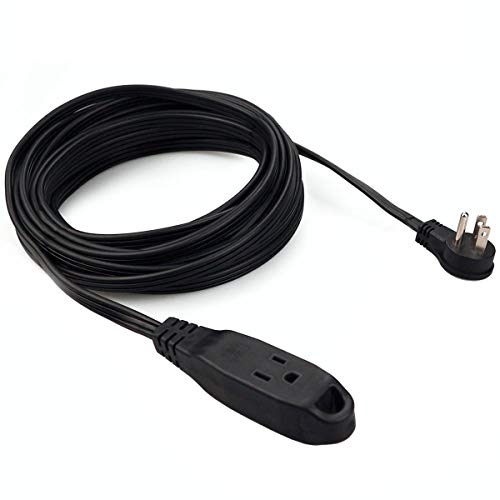 Up To 50% OFF 3 Prong Extension Cord, Flat Angled Plug, 16 AWG, 13 AMP, 125 Volts, 1625 Watts, UL Listed, 25 Feet 1 Pack, Black by ClearMax