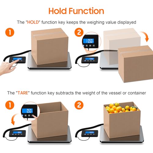 shipping scale 440 lb heavy duty postal scale for packages large mailing scale for postage industrial small business laundry warehouse stainless steel over load protection amp dual powe