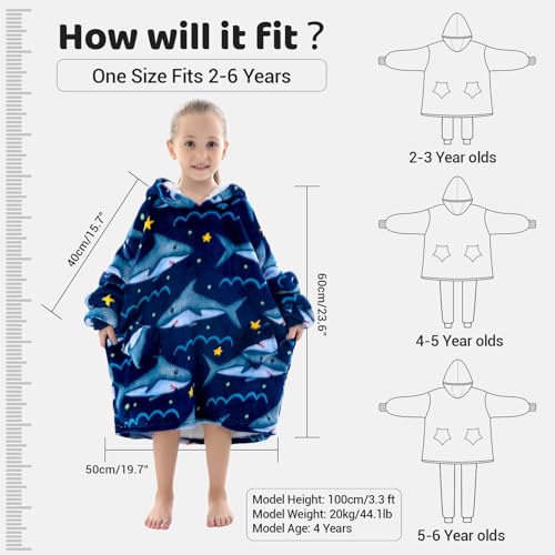 Wearable Blanket Hoodie for Toddlers, Infant 2-6YR Sherpa Blanket Sweatshirt with Pocket, Super Warm Wearable Hoodie Fits 2-6 Years Little Kids Girls Boys - Image 4