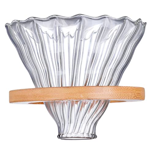 SHINEOFI Embudo y Colador De Café De Vidrio De Borosilicato Filtro De Café Manual De Precisión Soporte De Madera Tamaño Grande Casa Kit Reutilizable Para Uso Diario