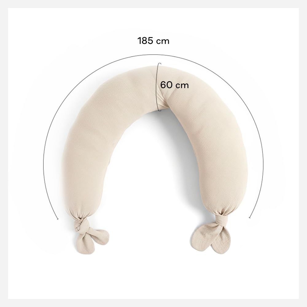 Jané Cojín de Lactancia XXL y Embarazo, Almohada para Dormir y Descanso, Funda 100% Algodón Muselina, Beige
