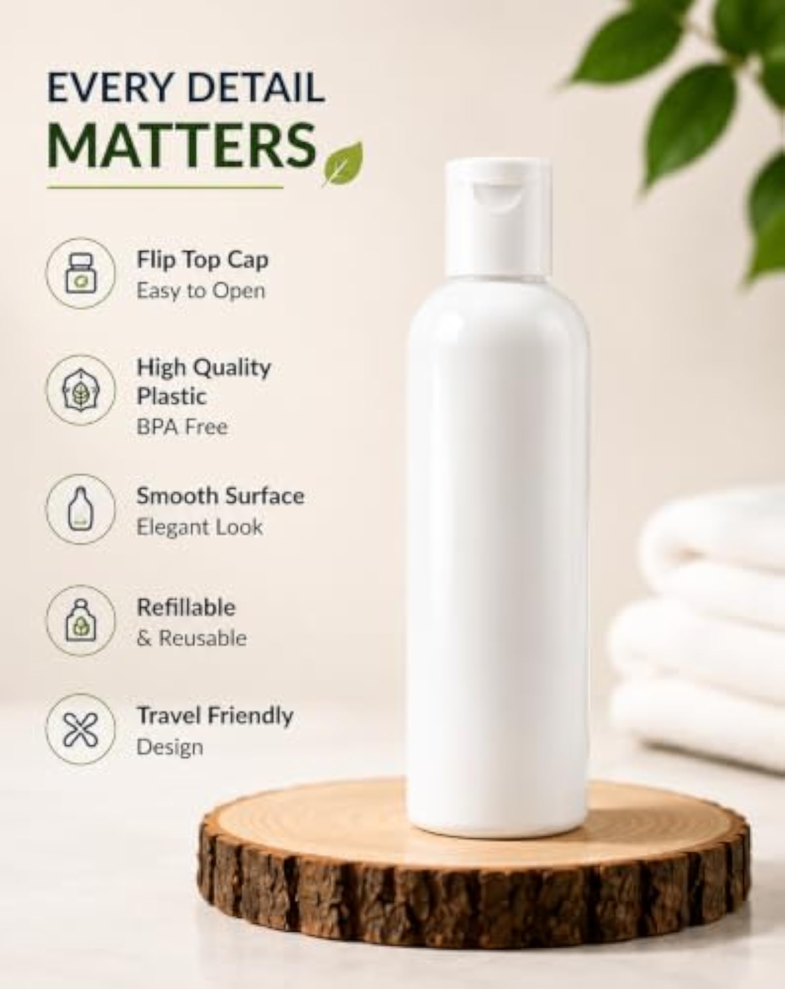 100 mL Milky Plastic Bottle with White Flip Cap