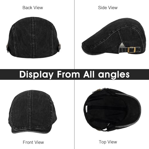 Image of 3Pcs Men's Newsboy Caps Cotton Cooling Hat Adjustable Flat Cap for Men