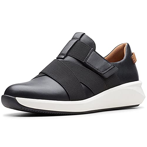 Image of Clarks Women's Un Rio Strap Low Top Sneakers, Black Leather, 4 UK