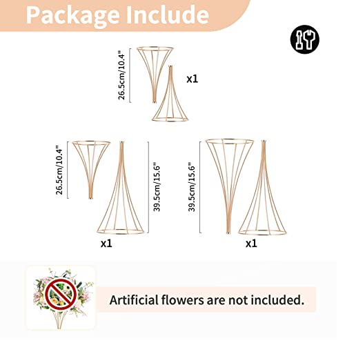 Nuptio Wedding Centerpieces for Tables, Metal Flower Trumpet Vase, Gold Vases for Centerpieces, Artificial Flower Arrangements for Birthday Party Dinner Event Hotel Home Decor - Image 7