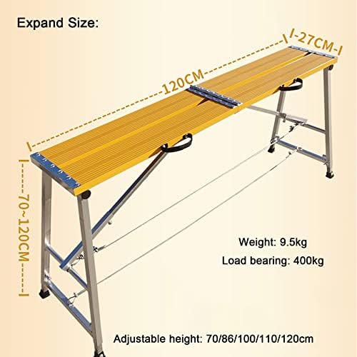 Widen Work Platform Portable Scaffold Ladder Aluminium Equipment Multipurpose Step Ladder Drywall Adjustable Folding Work Bench, 400kg Load