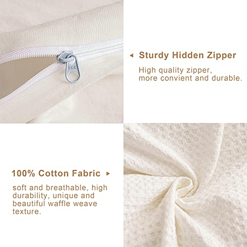 Madeluo Duvet Cover Queen Size - Queen Duvet Cover Set, 100% Cotton Waffle Weave Bedding Queen For All Seasons, 3 Pieces Soft And Breathable Bedding Duvet Covers (White, Queen, 90X90) #TOP4