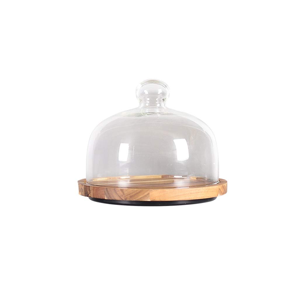 Familia de Platos for Carne, Disco de Madera, Mesa de Postre, Cubierta de Vidrio, Pan, merienda, cúpula, cúpula de Fruta, Pastel, Plato de exhibición Gourmet, Plato de Ensalada(20.4cm)