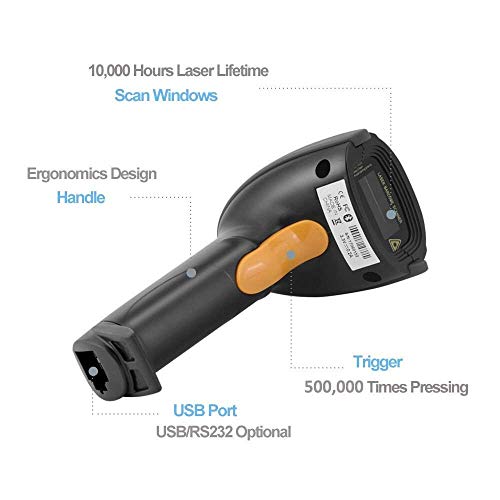 1D Wired Bar Code Scanners Readers For Computers Pc, Unideeply Usb Cable Laser Barcode Handheld, Hand Scanning Label Upc Ean Reader Gun Retails For Supermarket, Convenience Store, Warehouse, Black #TOP5