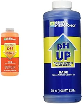 General Hydroponics pH Up and pH Down Liquids - Stabilize Nutrient pH in Hydroponics, 1 qt. Bottles