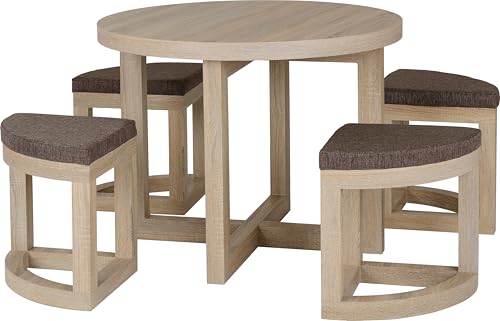 Seconique Cambourne Stowaway Dining Set in Sonoma Oak Effect Veneer/Brown Linen Fleck - Image 2