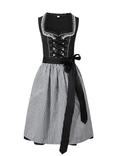 IIBOOYYE Women\'s German Oktoberfest Costumes 3 Piece Dirndl Dresses Blouse for Bavarian Carnival Black S