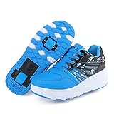 HOSIMY Schuhe Kinderschuhe mit Rollen Skate Automatisch Einziehbar Rollschuhe Inliner Skateboardschuhe Outdoor Sportschuhe Gymnastik Running Sneakers Turnschläppchen Jungen Mädchen