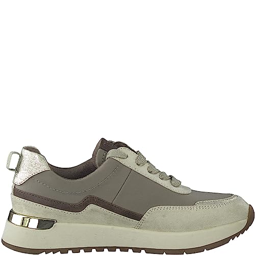 Jana Women’s Flat Sneakers Elegant with Laces and Zip Wide H Extra Width, Taupe, 5 UK