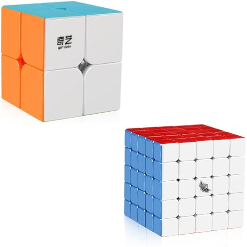 D-FantiX QY Toys Qidi S2 2x2 Speed Cube Stickerless Puzzle Cube for Kids & Cyclone Boys 5x5 Speed Cube