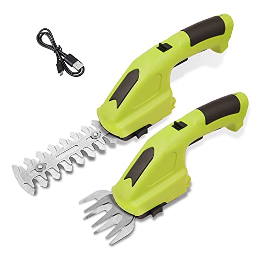 Forbici Cesoie Sfoltirami da 3,6 V Elettrico a Batteria Tagliaerba con Tecnologia agli Ioni di Litio Decespugliatore Tagliasiepi Ricarica USB con 2 Lame Intercambiabili in Acciaio e Manico