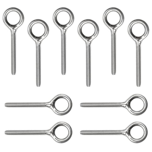 YDHfdc 10 Piezas M5 Perno de Anillo Pernos de ojo de acero inoxidable Cáncamo de vástago largo Adecuado Para Fijar y Colgar Artículos
