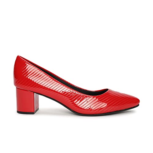 Image of Marc Loire Women's Self Design Comfortable Slip-on Casual Pointed Toe Block Pumps Heels